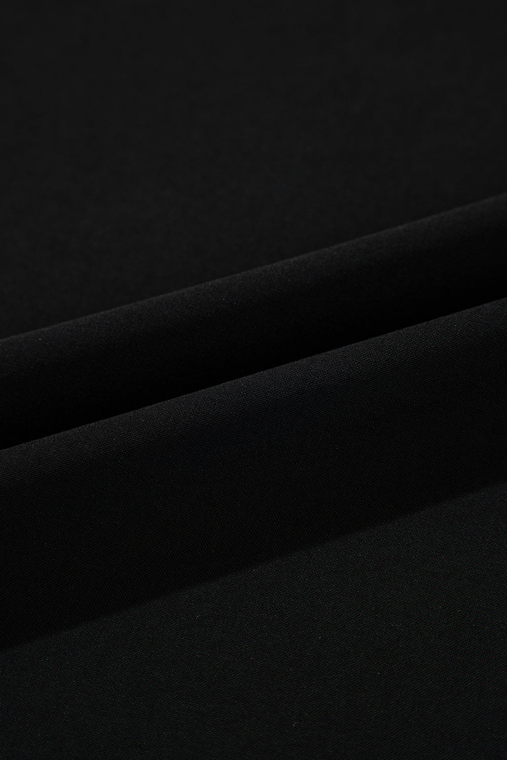 Black Ruffle Trimmed 3/4 Sleeve Round Neck Blouse