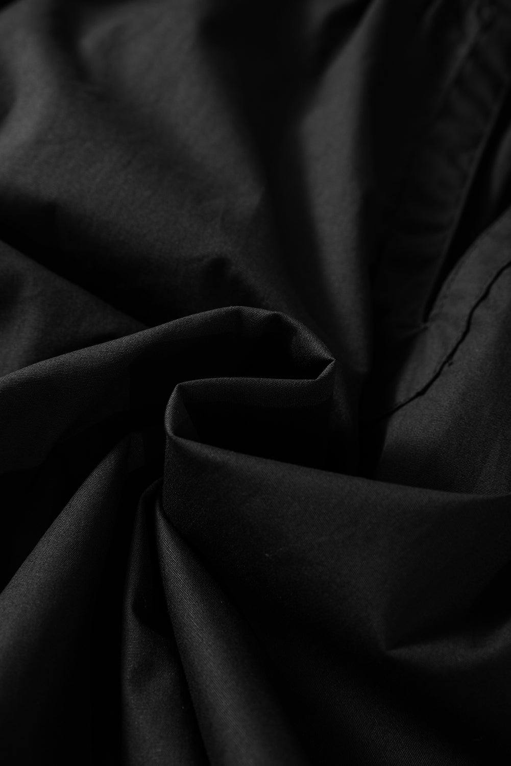 Black Ruffled Puff Short Sleeve Loose Blouse