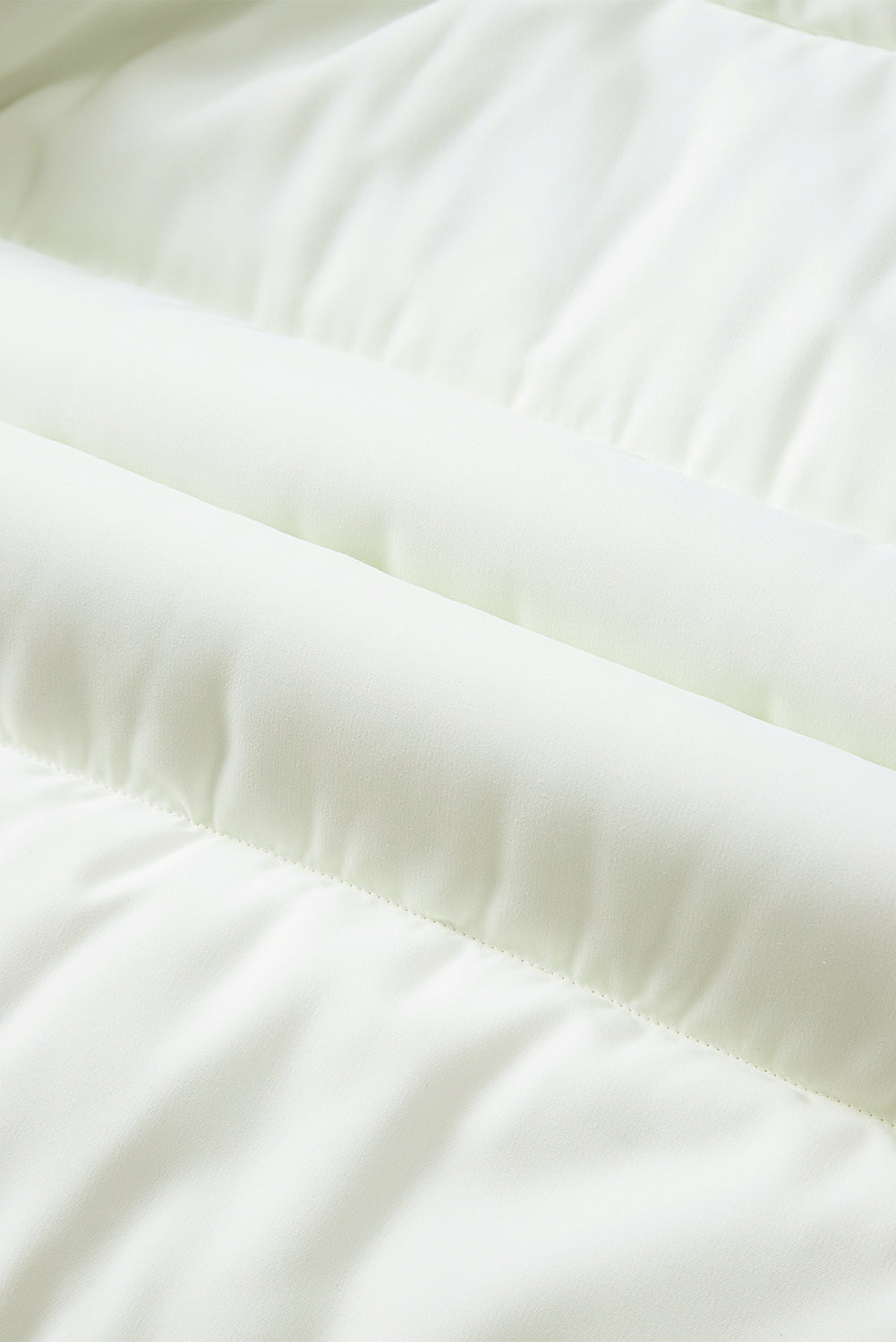 Beige Zipper Stand Neck Oversized Puffer Vest