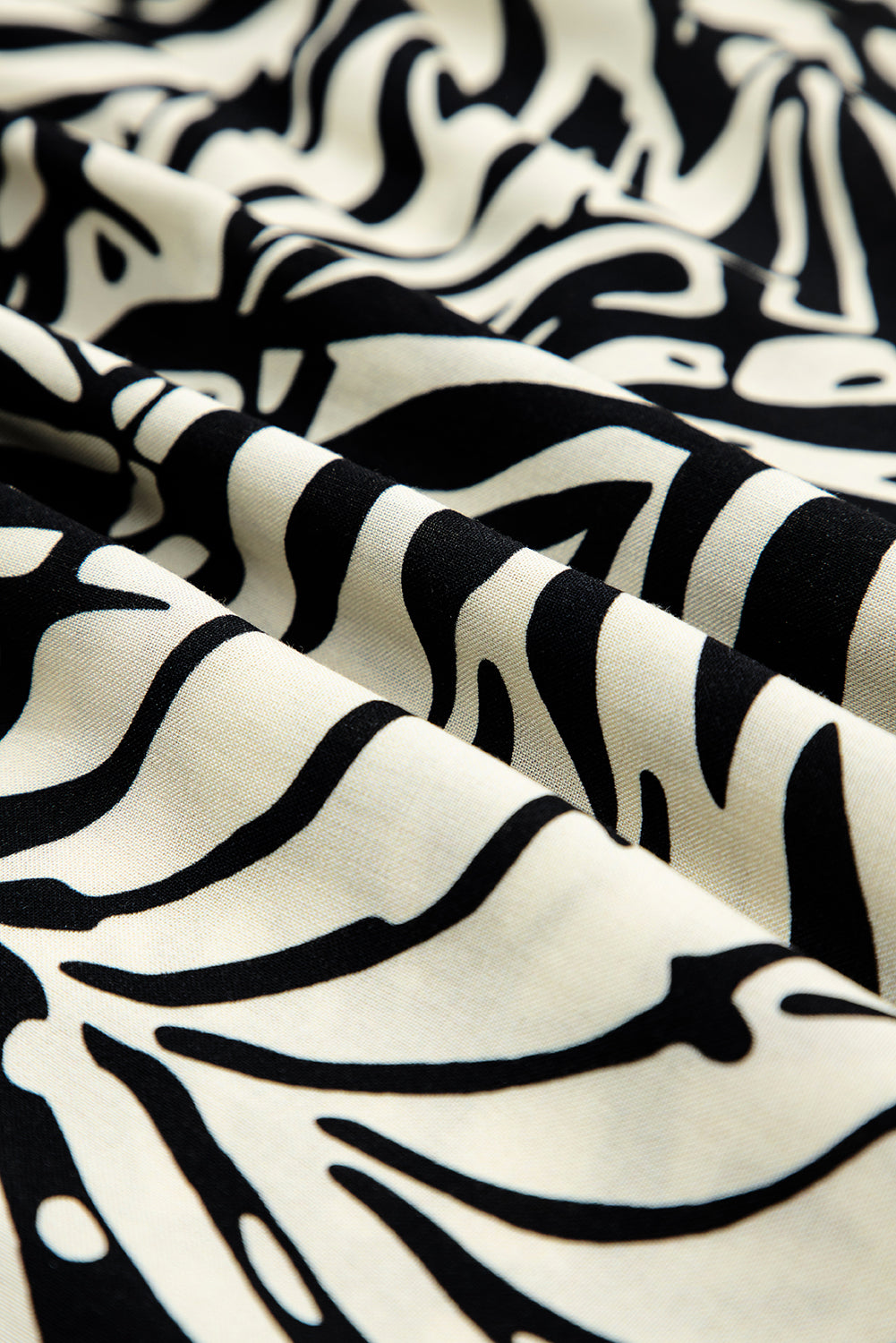 Khaki Tropical Palm Print Wrapped V Neck Spaghetti Straps Tiered Dress