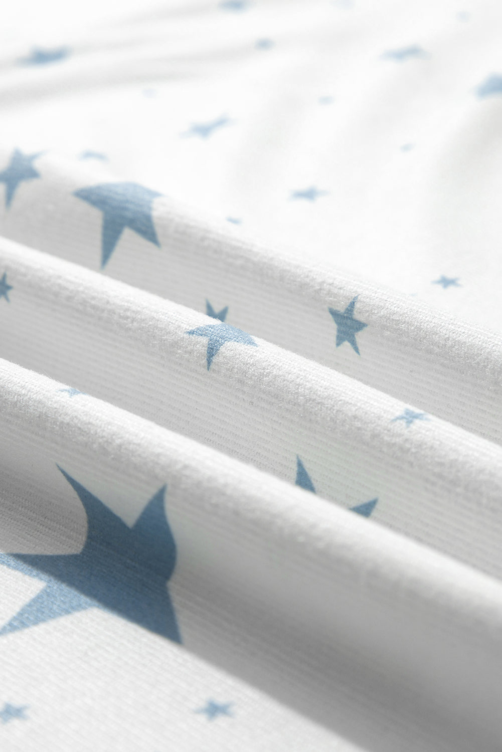 Sky Blue Stars Print Drop Shoulder Oversized T Shirt with Slits