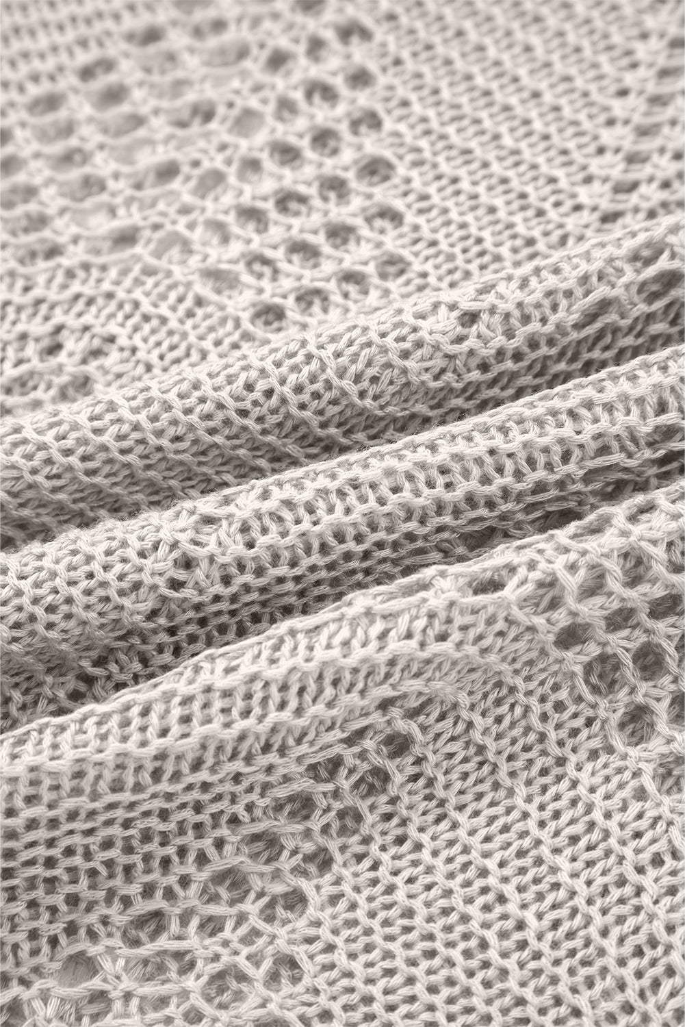 Seagrass Hollow Out Knit 7/8 Sleeve Casual Sweater