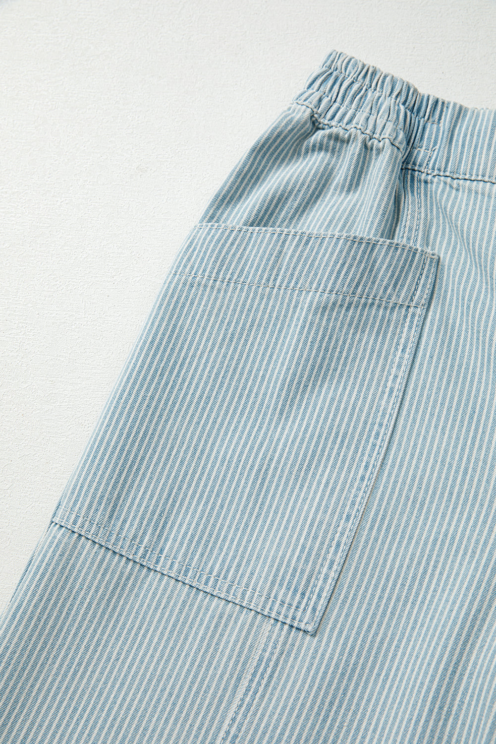 Sky Blue Stripe Mid Rise Drawstring Waist Pants