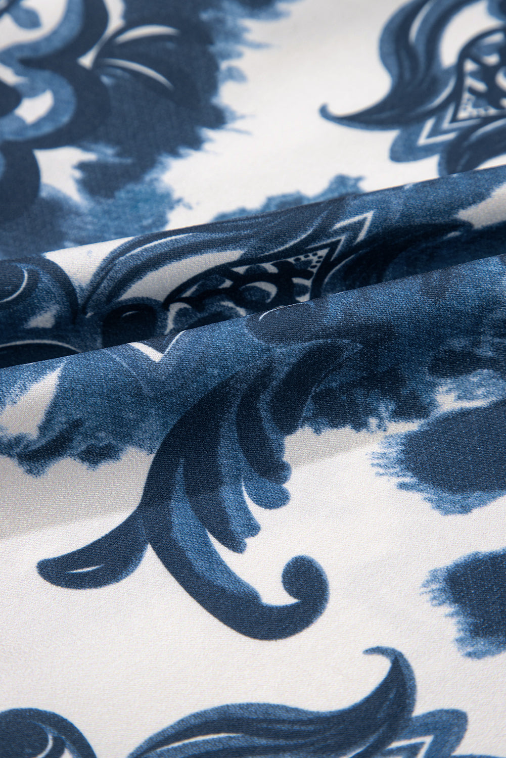 Blue Boho Floral Print Buttoned Collared Loose Fit Mini Dress