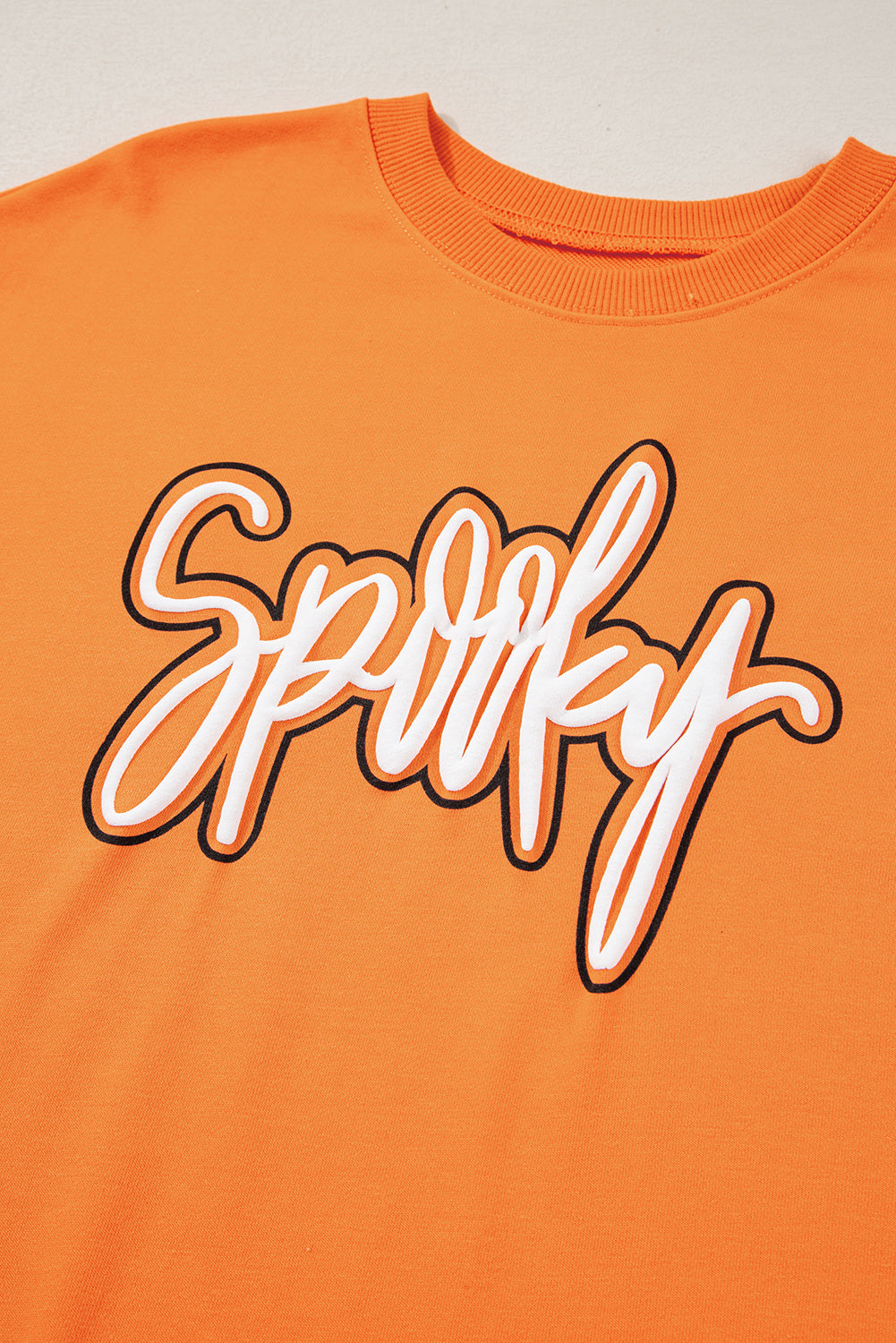 Grapefruit Orange Spooky Graphic Halloween Crew Neck Holiday Sweatshirt