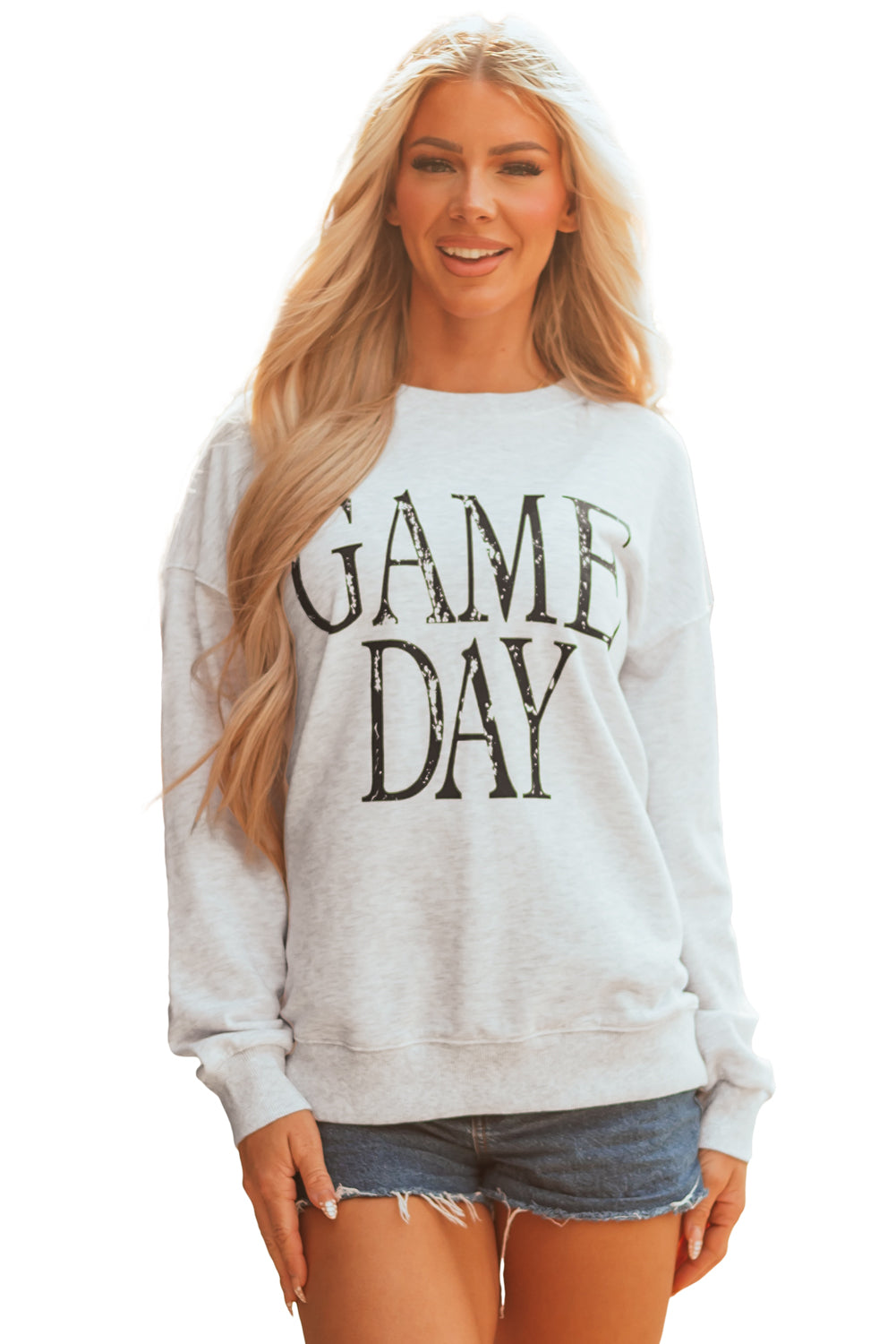 Black Vintage Washed GAME DAY Graphic Baggy Sweatshirt